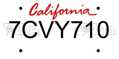 7CVY710 California License Plate