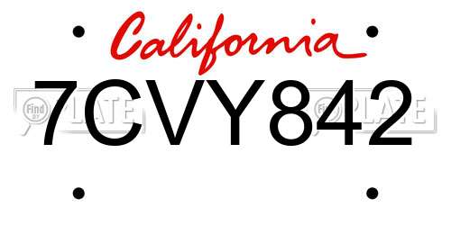 7CVY842 California License Plate