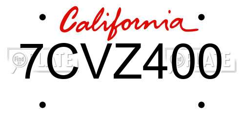 7CVZ400 California License Plate