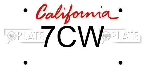 7CW California License Plate