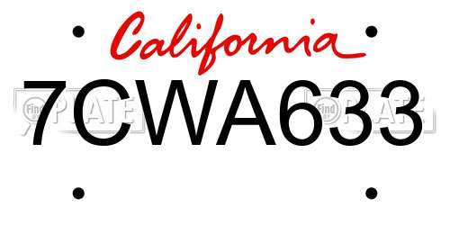 7CWA633 California License Plate
