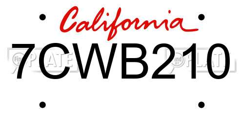 7CWB210 California License Plate