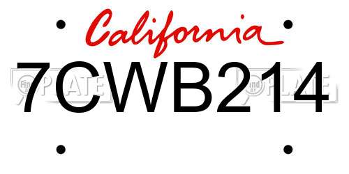 7CWB214 California License Plate
