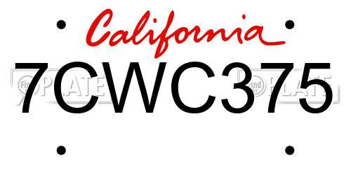 7CWC375 California License Plate