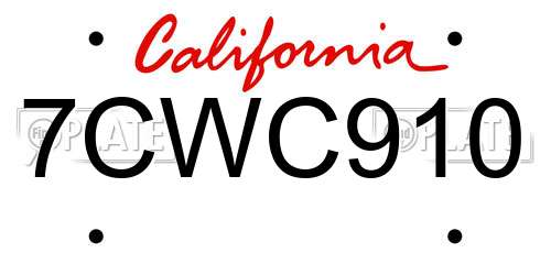 7CWC910 California License Plate