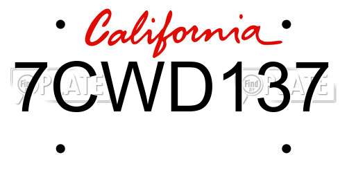 7CWD137 California License Plate