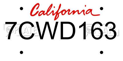 7CWD163 California License Plate