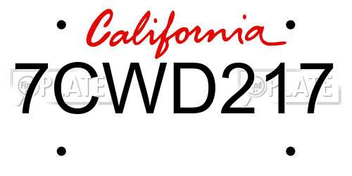 7CWD217 California License Plate
