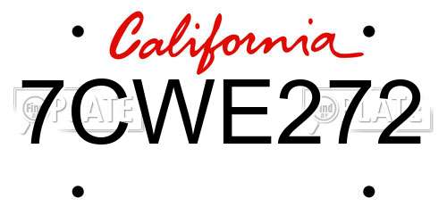 7CWE272 California License Plate