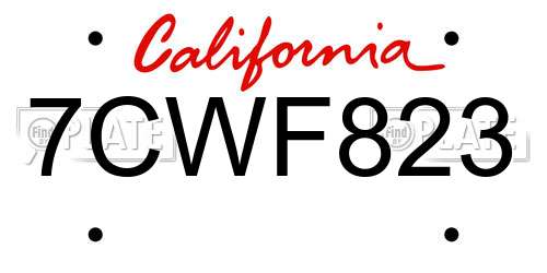 7CWF823 California License Plate