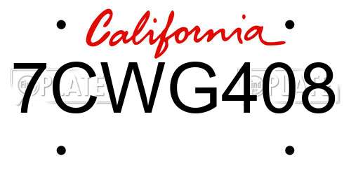 7CWG408 California License Plate
