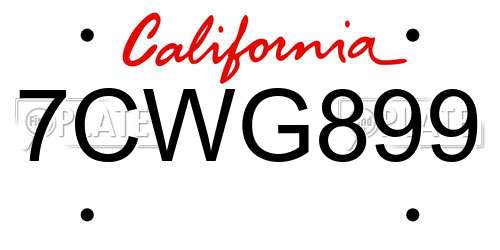 7CWG899 California License Plate