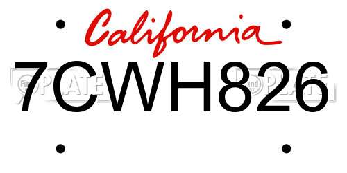7CWH826 California License Plate