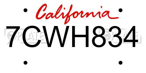 7CWH834 California License Plate
