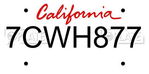 7CWH877 California License Plate