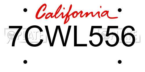 7CWL556 California License Plate