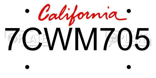 7CWM705 California License Plate