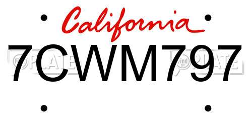7CWM797 California License Plate