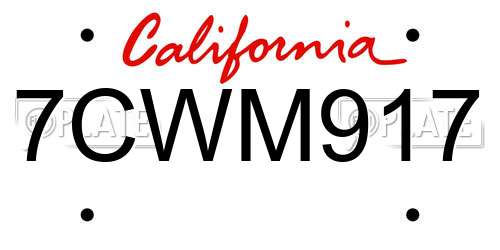 7CWM917 California License Plate