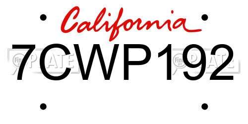 7CWP192 California License Plate