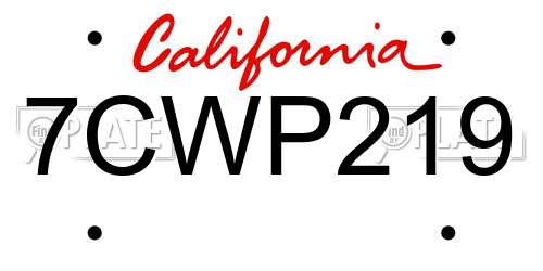 7CWP219 California License Plate