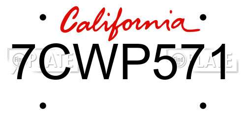 7CWP571 California License Plate