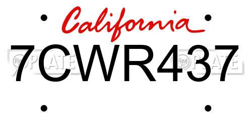 7CWR437 California License Plate