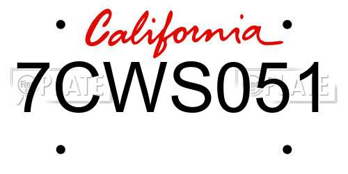 7CWS051 California License Plate