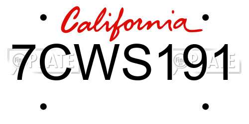 7CWS191 California License Plate