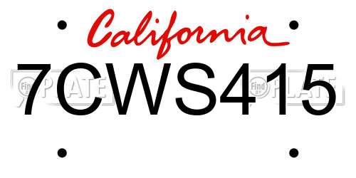 7CWS415 California License Plate