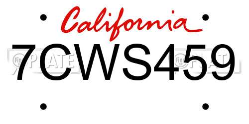 7CWS459 California License Plate