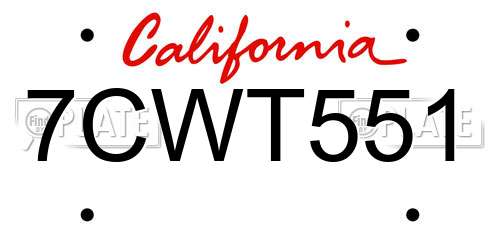 7CWT551 California License Plate