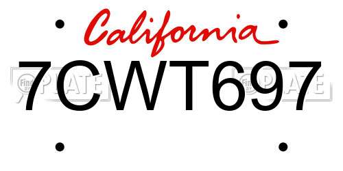 7CWT697 California License Plate
