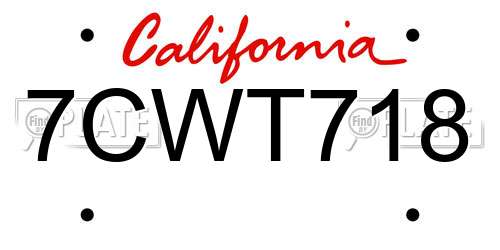 7CWT718 California License Plate
