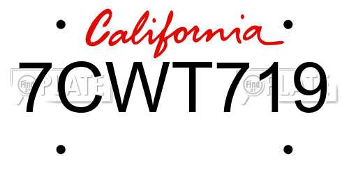 7CWT719 California License Plate