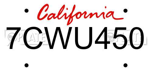 7CWU450 California License Plate