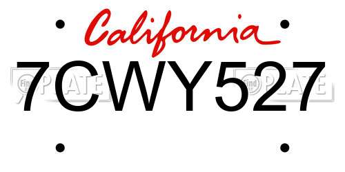 7CWY527 California License Plate