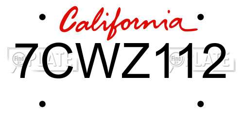 7CWZ112 California License Plate