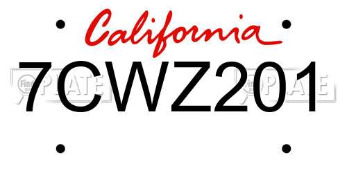 7CWZ201 California License Plate