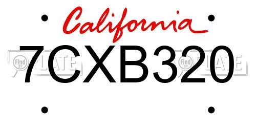 7CXB320 California License Plate