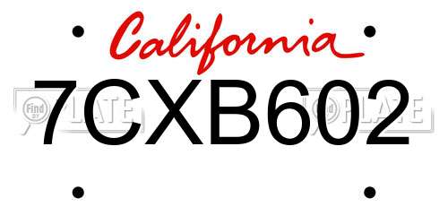 7CXB602 California License Plate