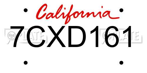7CXD161 California License Plate