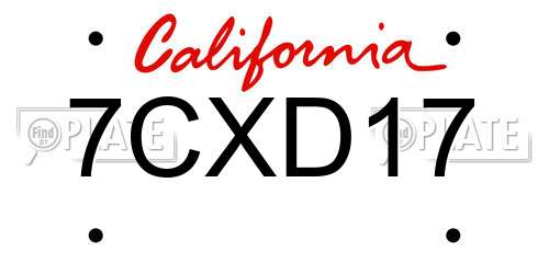 7CXD17 California License Plate