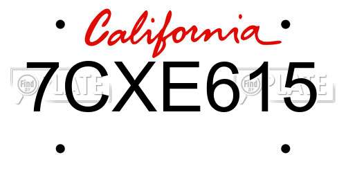 7CXE615 California License Plate