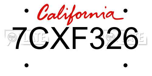 7CXF326 California License Plate