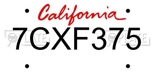 7CXF375 California License Plate