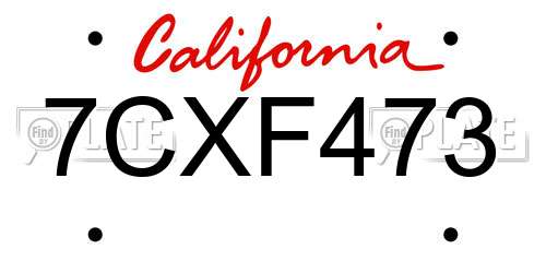 7CXF473 California License Plate