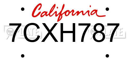 7CXH787 California License Plate