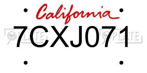 7CXJ071 California License Plate