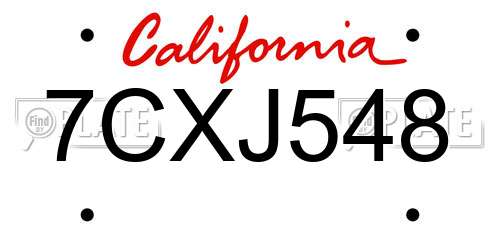7CXJ548 California License Plate